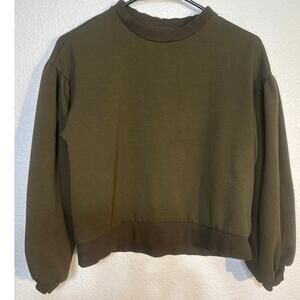 Paper Crane Army Green Bubble Sleeve Sweatshirt Women's Extra Small XS Excellent